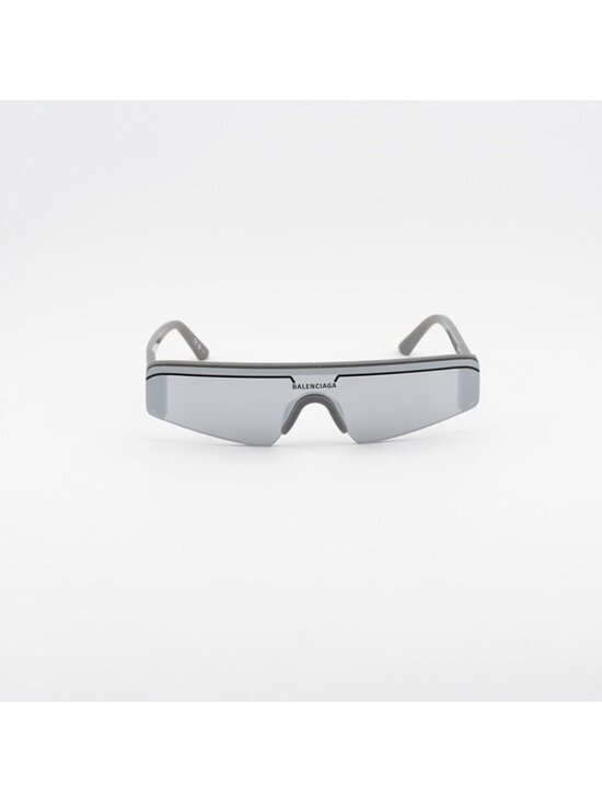 Balenciaga BB0003S 011 Sunglasses Grey Shield Frame, Silver Mirror Lenses main image 5
